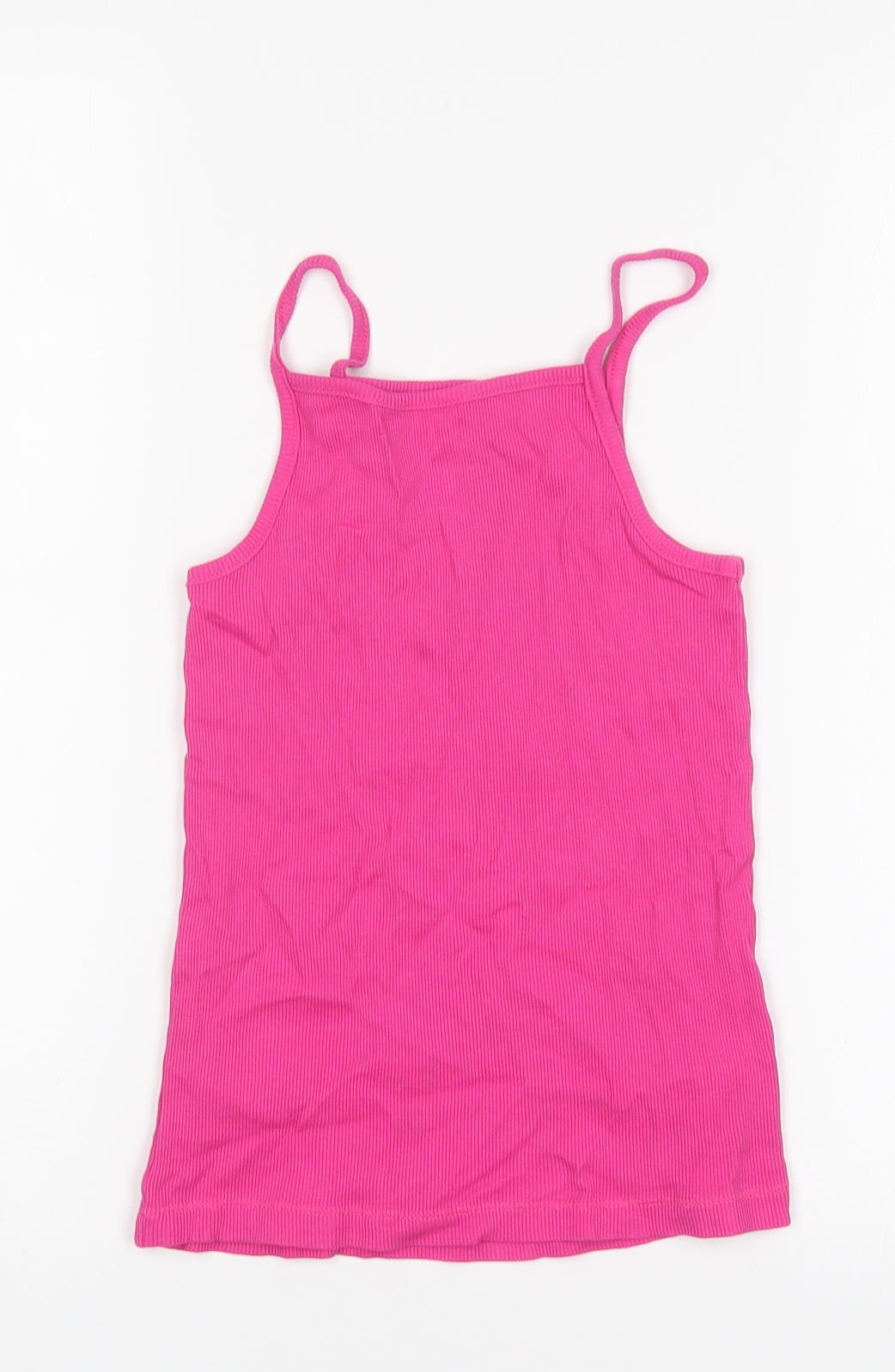 Additional front view of George girls’ pink cotton basic tank, size 9-10, years square neck