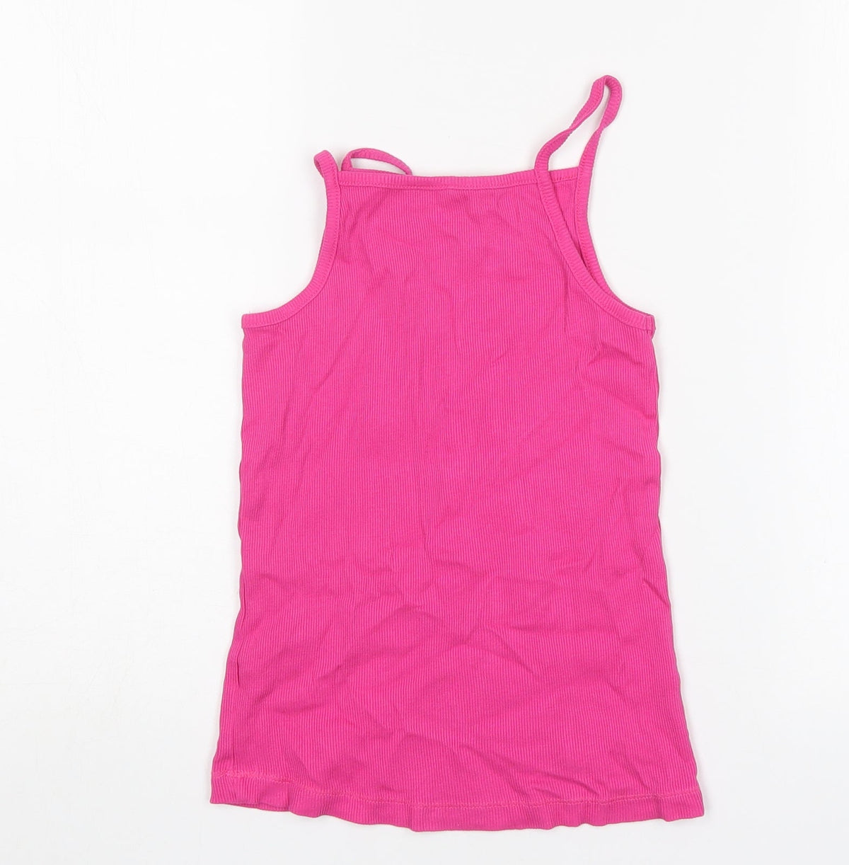 Back view of George girls’ pink cotton basic tank, size 9-10, years square neck