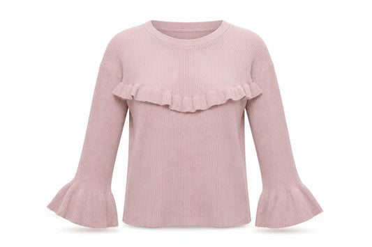 Front view of Pura Moda women’s pink round neck jumper, size S