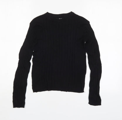 Bershka Womens Black Round Neck  Cotton Pullover Jumper Size M