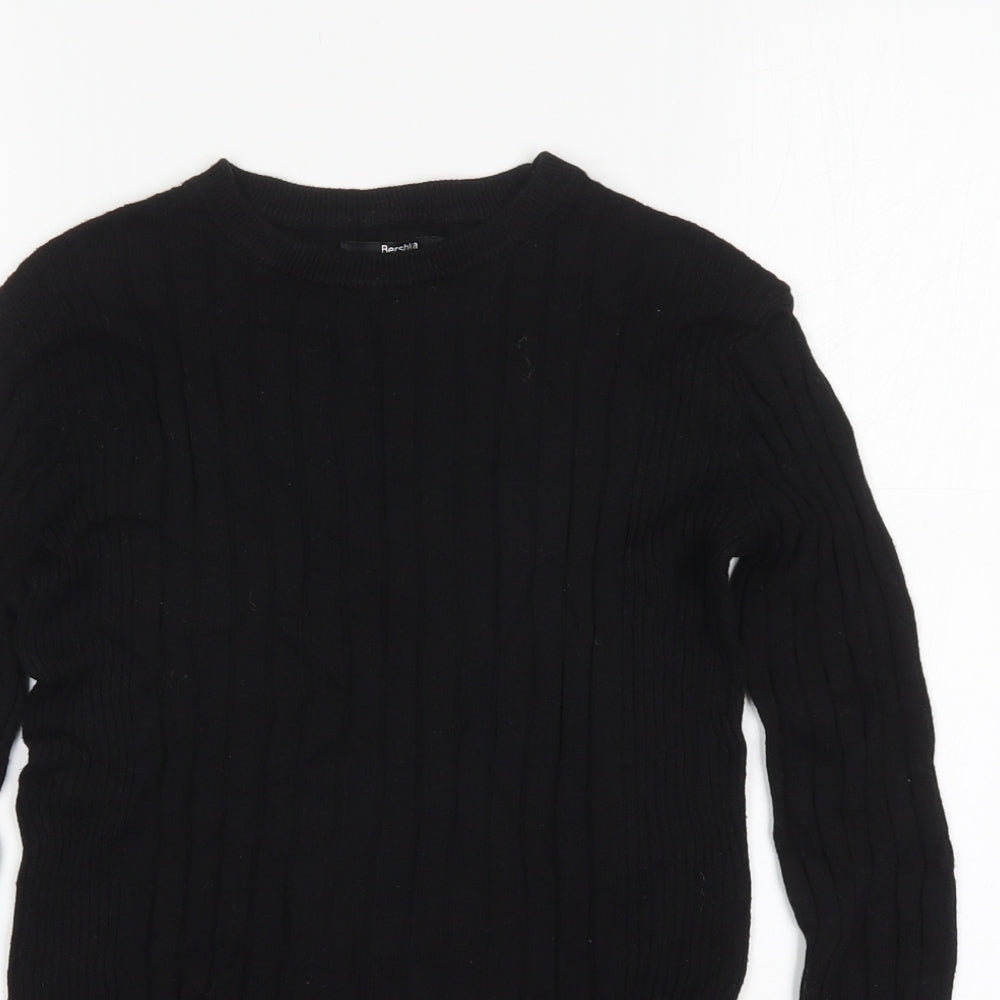 Bershka Womens Black Round Neck  Cotton Pullover Jumper Size M