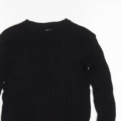 Bershka Womens Black Round Neck  Cotton Pullover Jumper Size M