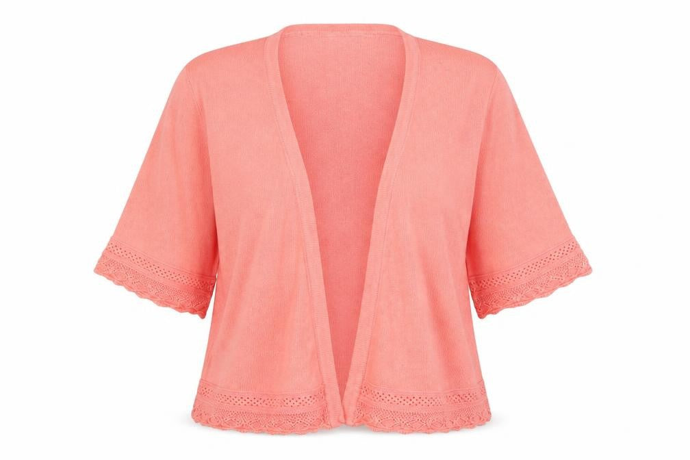 Front view of Peacocks women’s pink v-neck viscose cardigan jumper, size UK 16