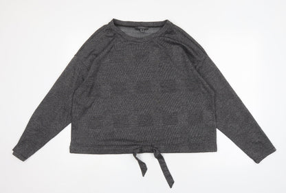 Primark Womens Grey Round Neck Check Polyester Pullover Jumper Size 16