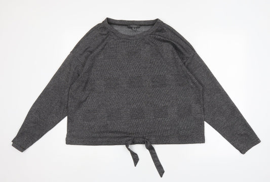 Primark Womens Grey Round Neck Check Polyester Pullover Jumper Size 16