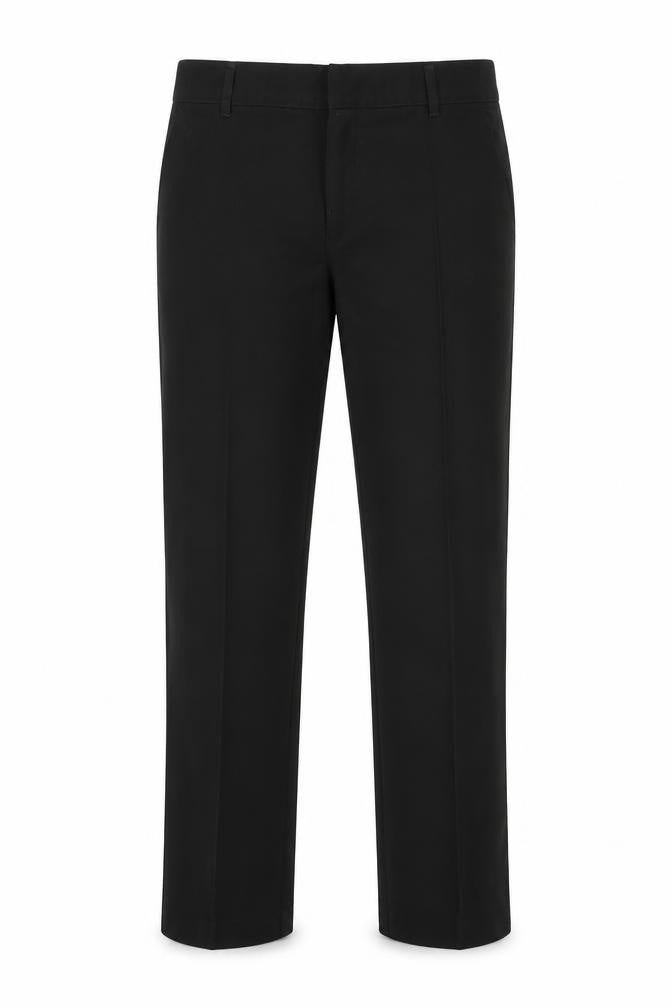 Front view of Marks & Spencer boys’ black polyester dress pants trousers, size 11-12, years regular zip - back elastication
