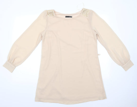 Womens UK Size 12 Atmosphere Beige Tunic Blouse