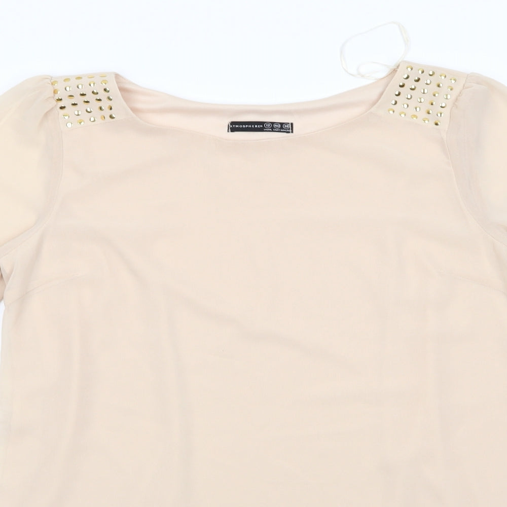 Womens UK Size 12 Atmosphere Beige Tunic Blouse