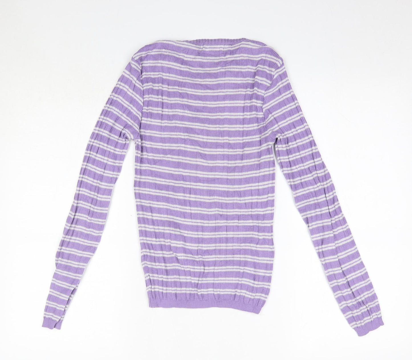 Primark Womens Purple Round Neck Striped Polyester Pullover Jumper Size XS