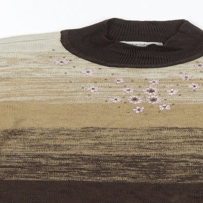 Montafon Womens Brown High Neck  Acrylic Pullover Jumper Size L