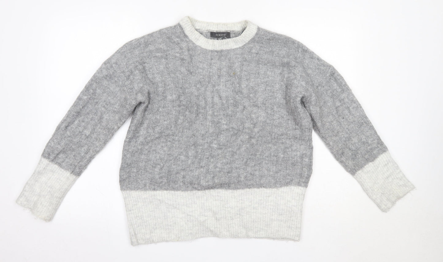 Primark Womens Grey Round Neck  Acrylic Pullover Jumper Size M