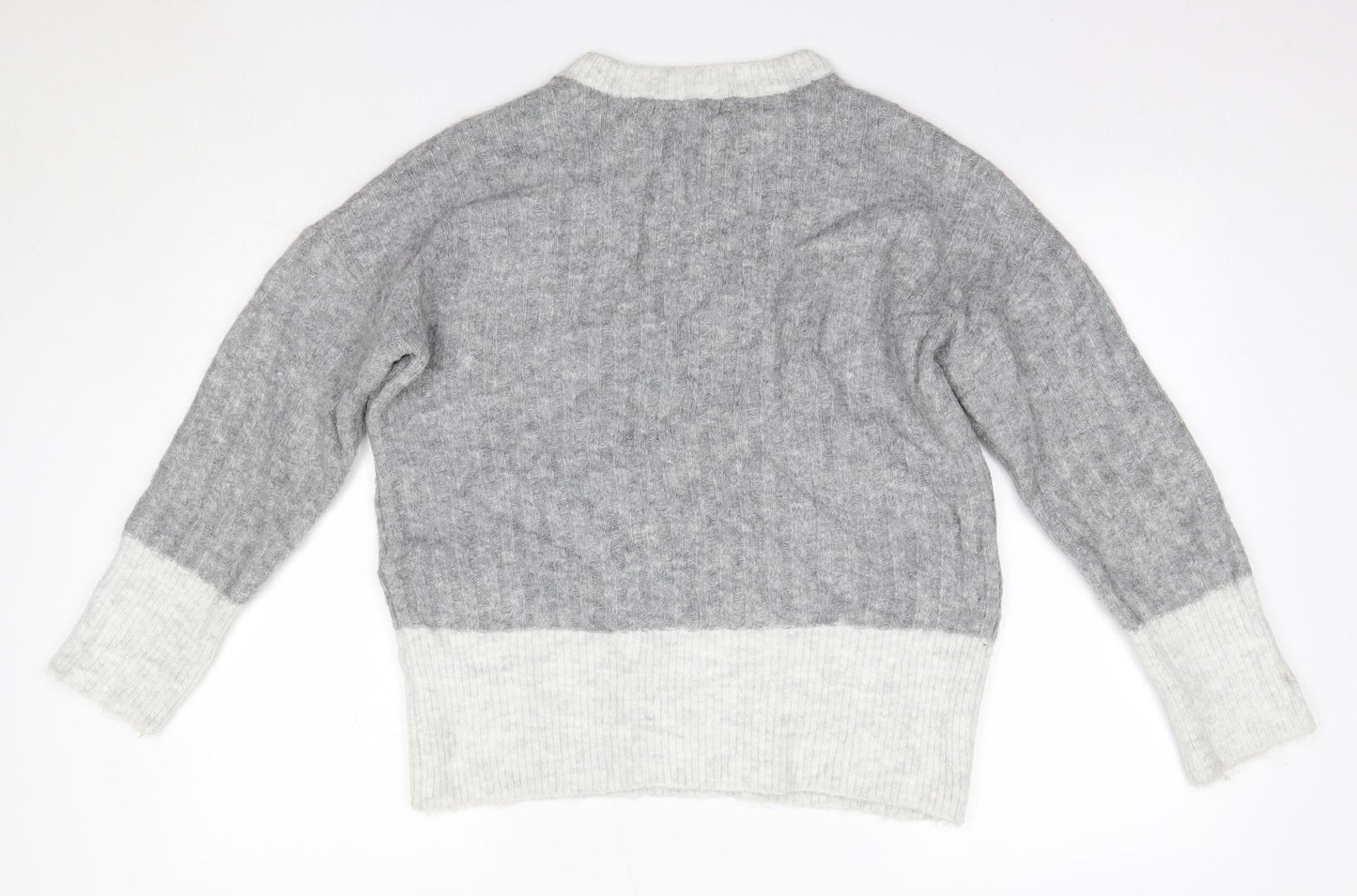 Primark Womens Grey Round Neck  Acrylic Pullover Jumper Size M