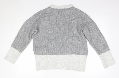 Primark Womens Grey Round Neck  Acrylic Pullover Jumper Size M