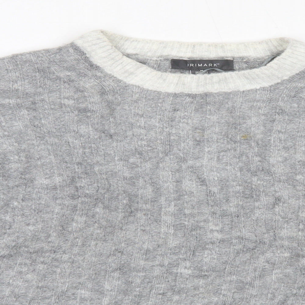 Primark Womens Grey Round Neck  Acrylic Pullover Jumper Size M