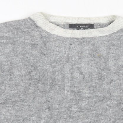 Primark Womens Grey Round Neck  Acrylic Pullover Jumper Size M