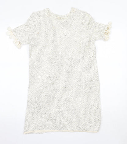 River Island Womens Ivory  Acrylic Jumper Dress  Size 6  Round Neck