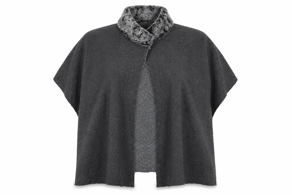 Front view of Marks & Spencer women’s grey high neck acrylic cardigan jumper one size