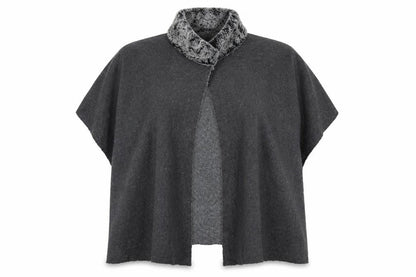 Front view of Marks & Spencer women’s grey high neck acrylic cardigan jumper one size