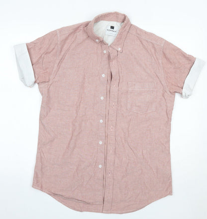 Mens UK Size M Topman Pink  Button-Up Short Sleeve Casual Shirt
