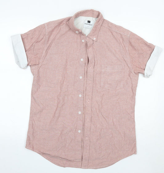 Topman Mens Pink  Cotton  Button-Up Size M Collared