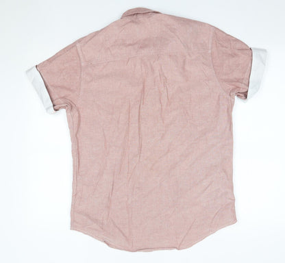 Mens UK Size M Topman Pink  Button-Up Short Sleeve Casual Shirt