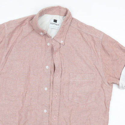 Mens UK Size M Topman Pink  Button-Up Short Sleeve Casual Shirt