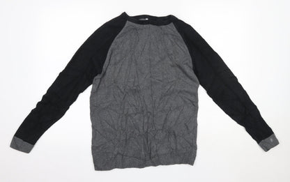 Boohoo Mens Grey Round Neck  Acrylic Pullover Jumper Size S