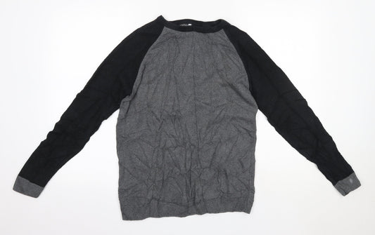 Boohoo Mens Grey Round Neck  Acrylic Pullover Jumper Size S