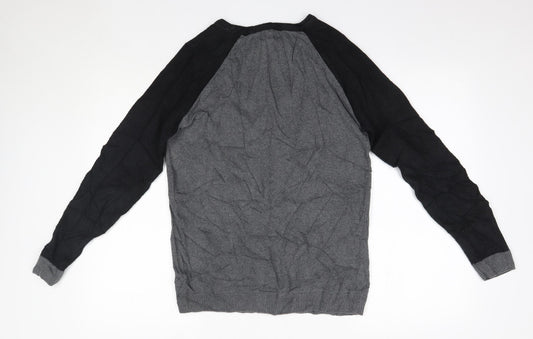 Boohoo Mens Grey Round Neck  Acrylic Pullover Jumper Size S