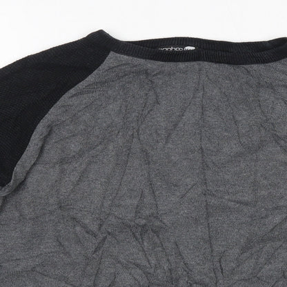 Boohoo Mens Grey Round Neck  Acrylic Pullover Jumper Size S