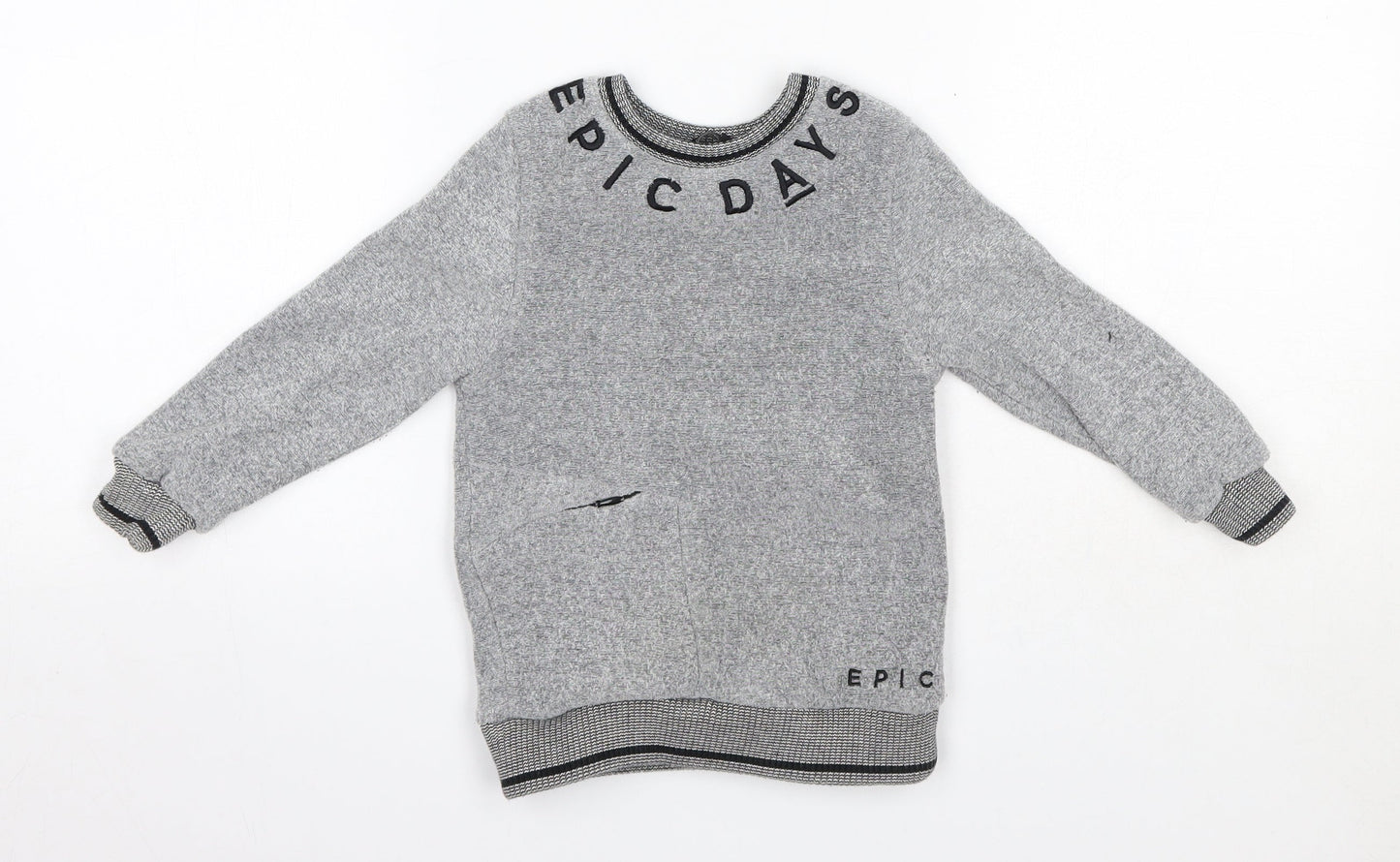 George Boys Grey Round Neck  Cotton Pullover Jumper Size 2-3 Years