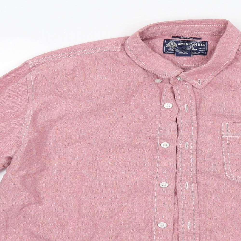 American Rag Mens Pink  Cotton  Button-Up Size M Collared