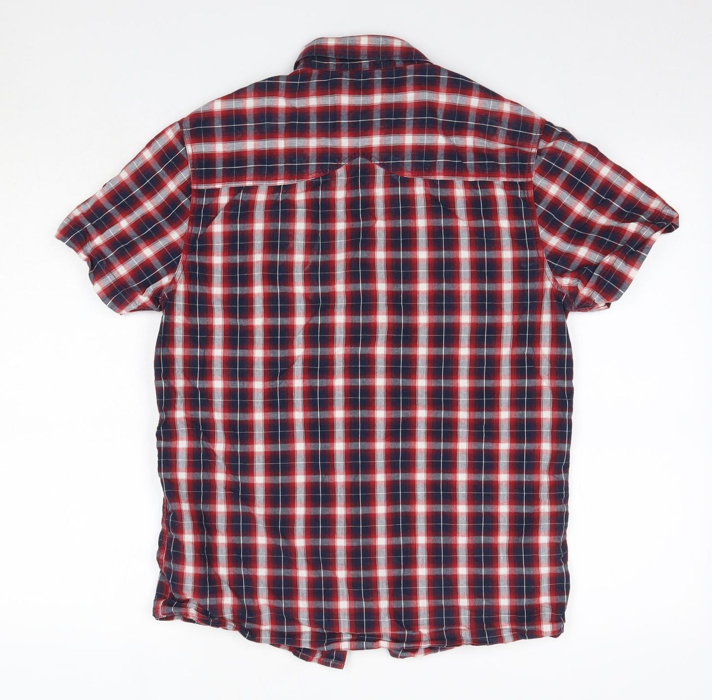 883 Police Mens Red Check Cotton  Button-Up Size S Collared