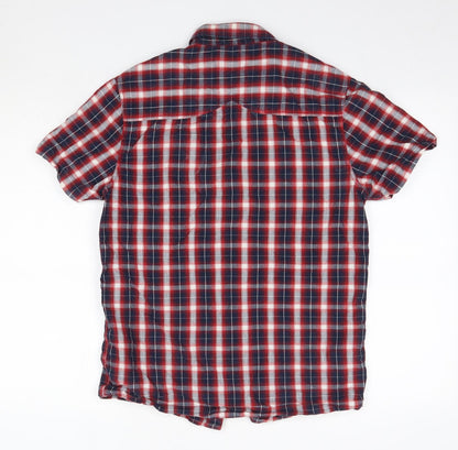 883 Police Mens Red Check Cotton  Button-Up Size S Collared