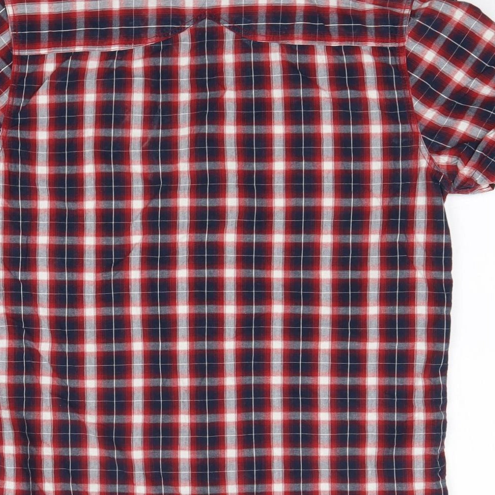 883 Police Mens Red Check Cotton  Button-Up Size S Collared