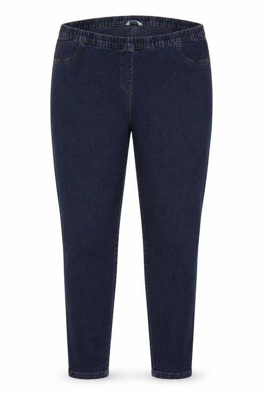 Front view of Marks & Spencer women’s blue cotton jegging jeans, size UK 37, in, 31-inch leg regular