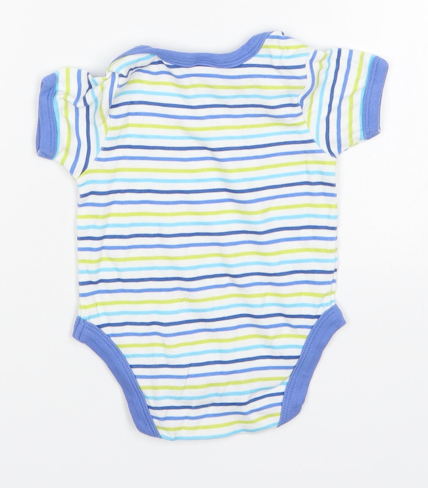 Little But Loud Boys Blue Striped Cotton Babygrow One-Piece Size 3-6 Months  Button