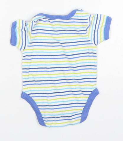 Little But Loud Boys Blue Striped Cotton Babygrow One-Piece Size 3-6 Months  Button