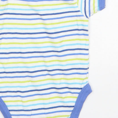 Little But Loud Boys Blue Striped Cotton Babygrow One-Piece Size 3-6 Months  Button