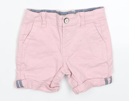 Denim Co Girls Pink  Cotton Cropped Trousers Size 18-24 Months  Button