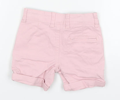 Denim Co Girls Pink  Cotton Cropped Trousers Size 18-24 Months  Button