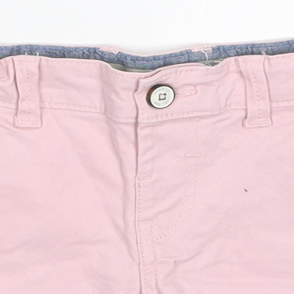 Denim Co Girls Pink  Cotton Cropped Trousers Size 18-24 Months  Button