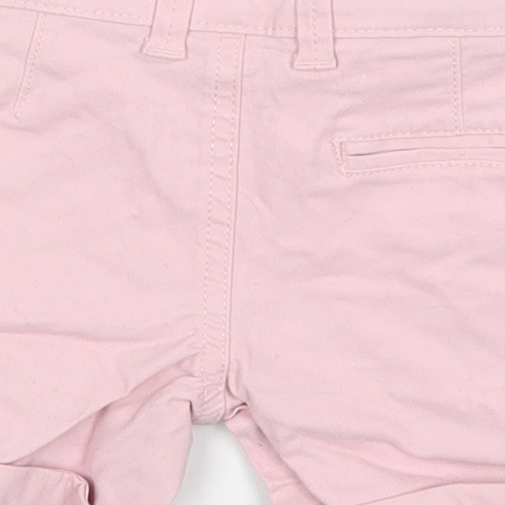 Denim Co Girls Pink  Cotton Cropped Trousers Size 18-24 Months  Button