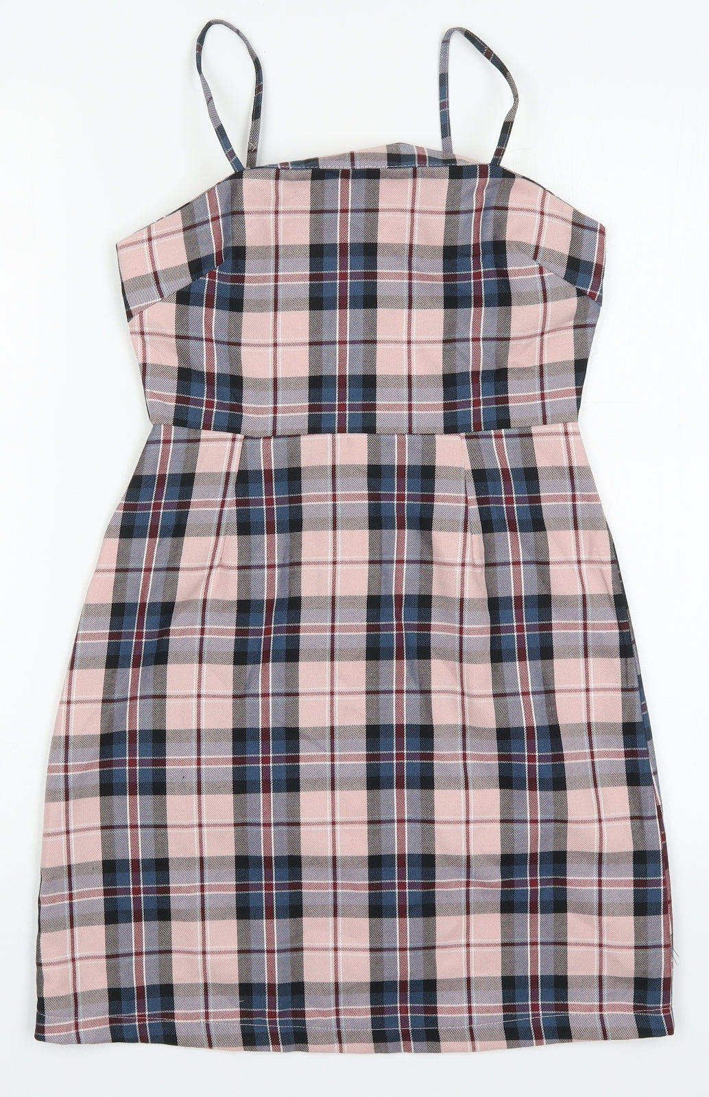 Primark Womens Pink Check Polyester Mini  Size 4  Round Neck Zip