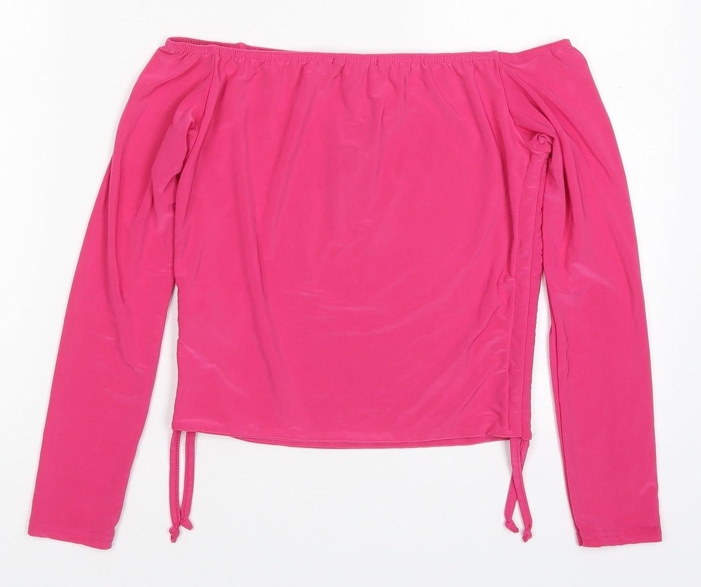 Nasty Gal Womens Pink  Polyester Cropped T-Shirt Size 12 Off the Shoulder