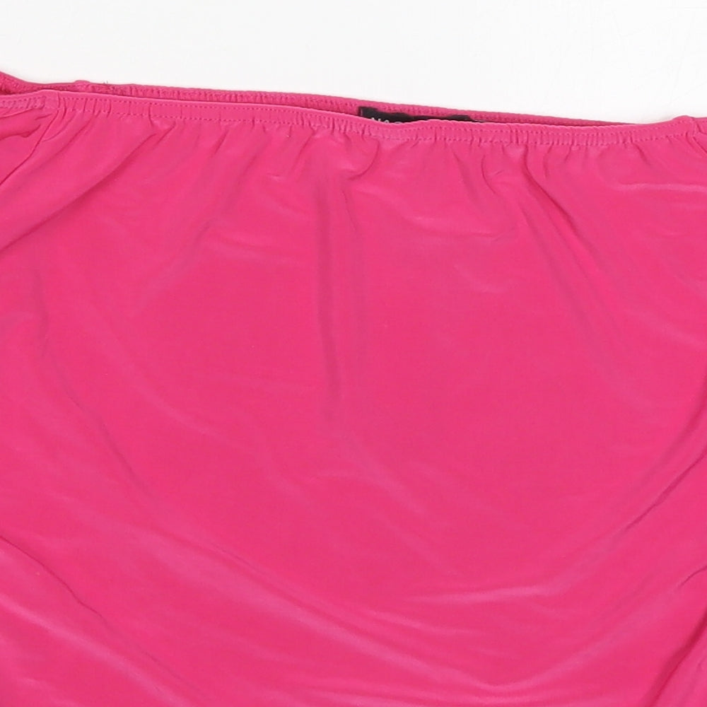 Nasty Gal Womens Pink  Polyester Cropped T-Shirt Size 12 Off the Shoulder