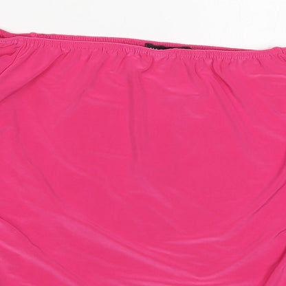 Nasty Gal Womens Pink  Polyester Cropped T-Shirt Size 12 Off the Shoulder