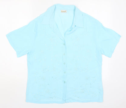 Womens UK Size 16 Roman Blue Basic Button-Up