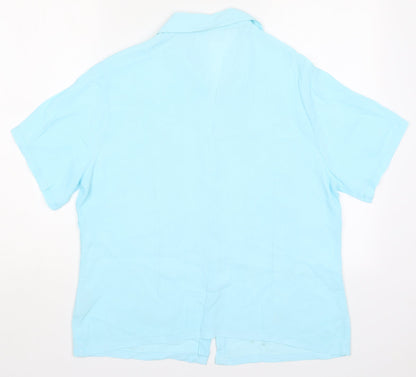 Womens UK Size 16 Roman Blue Basic Button-Up