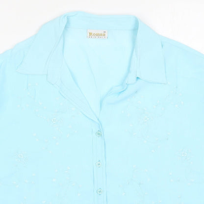 Womens UK Size 16 Roman Blue Basic Button-Up